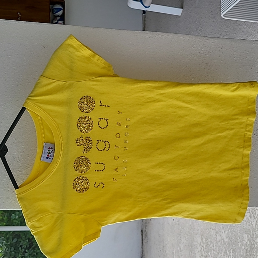 Sugar Factory rhinestone M yellow tshirt